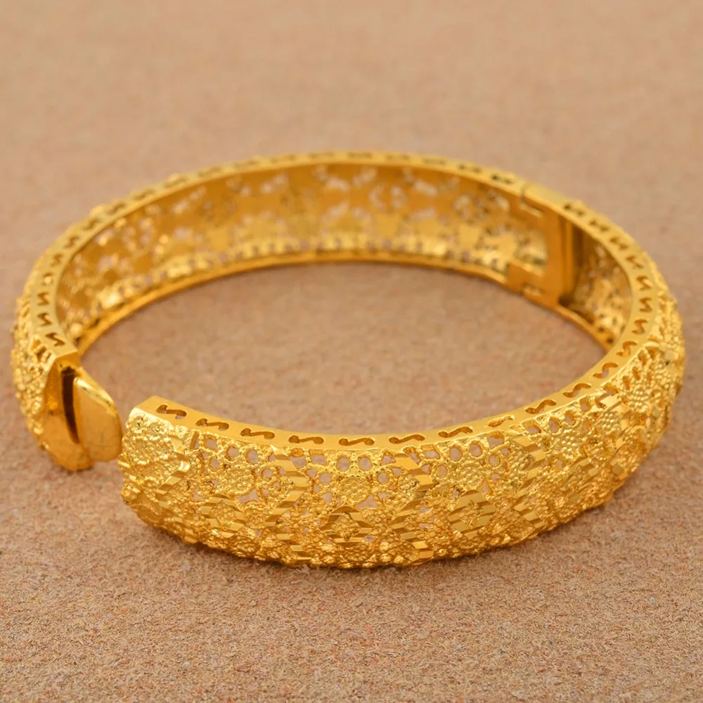 Anniyo 4 Pieces/Lot Gold Color Arab Dubai Bangles for Women Ethiopian Bracelets Middle East Wedding Jewelry African #139006 3