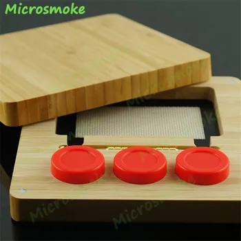 

New product in RHS factory 21ml 7ml*3 silicone container bamboo/wooden gift box for wax customized bho oil 190*180*40mm 645g