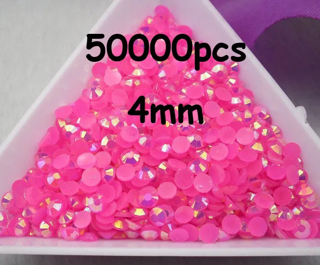 

Wholesale large quantity 50000pcs Rose red Magic color AB jelly 4mm resin rhinestones Mobile phone stick drill SS16