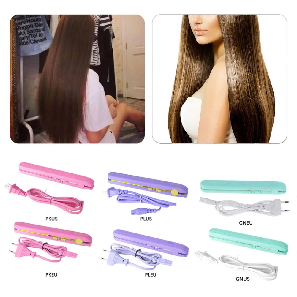 

Mini Portable Hair Straightener Curler 2 In 1 30W Travel Tourmaline Ceramics Plate Flat Iron Cordless Styler US EU Plug