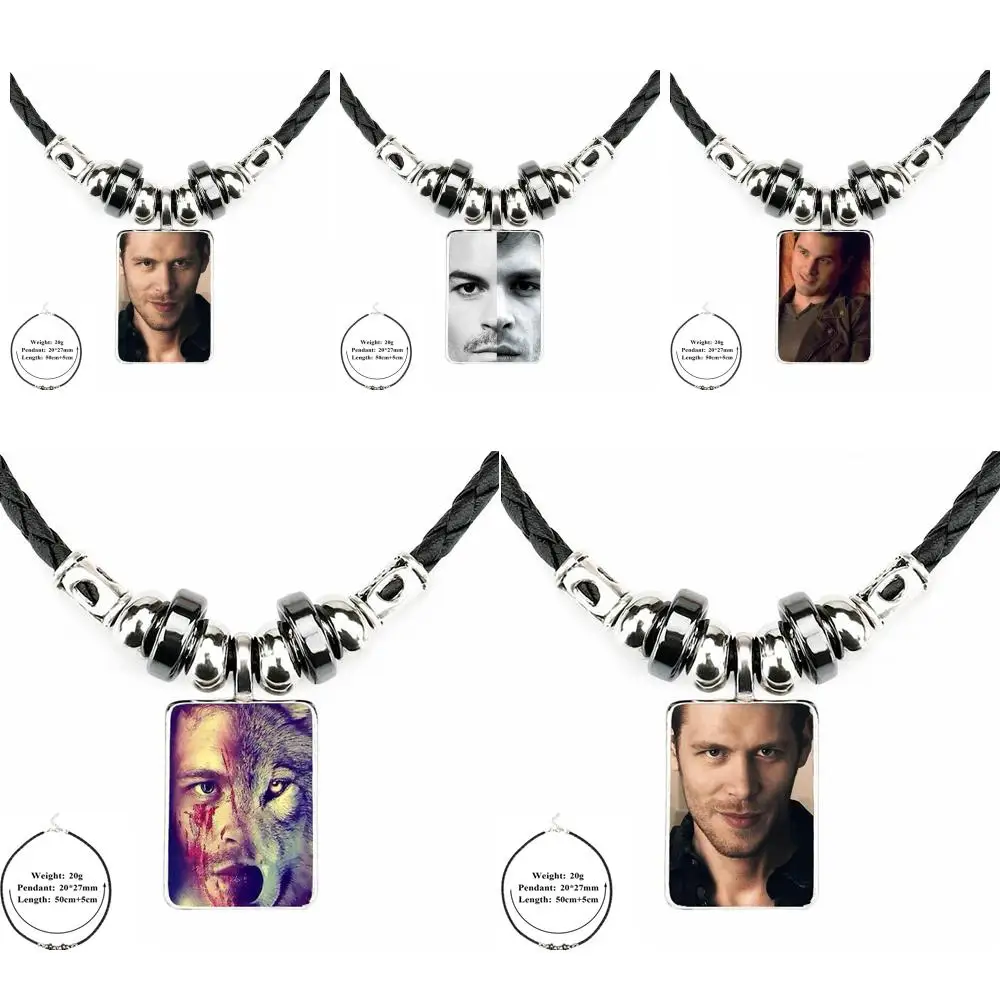 

The Originals And The Vampire Diaries Buddhism Jewelry Black Leather Bead Pendant Glass Cabochon Choker Necklace For Kids Beads