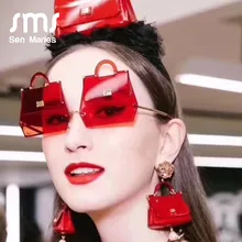 New Trend Handbag Sunglasses Women 2019 Luxury Brand Fashion Irregular Metal Frame Personality Red Clear Lens Sun Glasses UV400 New Trend Handbag Sunglasses Women 2019 Luxury Brand Fashion Irregular Metal Frame Personality Red Clear Lens Sun Glasses UV400
