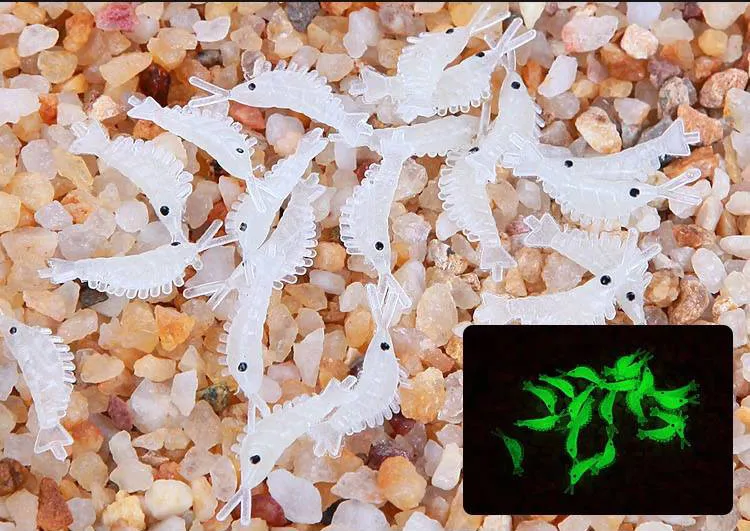 fishing shrimp lure silicone fish Luminous artificial lures trolling bass trout lure soft fishing lures soft baits 0003