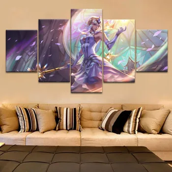 

5 Pieces Framework HD Printing Canvas Painting League of Legends Lux Modular Type Poster Home Decorative Bedroom Living Room
