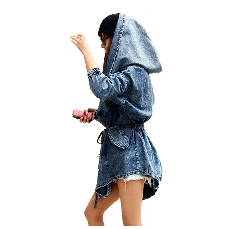 OLGITUM 2017 New font b Women s b font Coat Denim Coat Hooded Outerwear Jean Wind