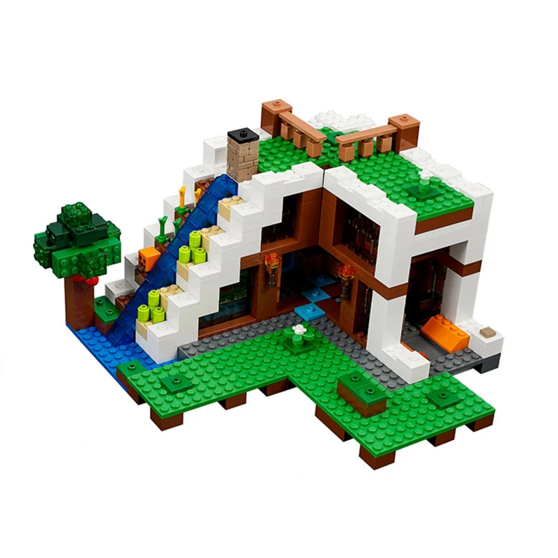 

My World Minecrafted Building Blocks The Waterfall Base Model Bricks Toys Compatible Legoland 21134 18028