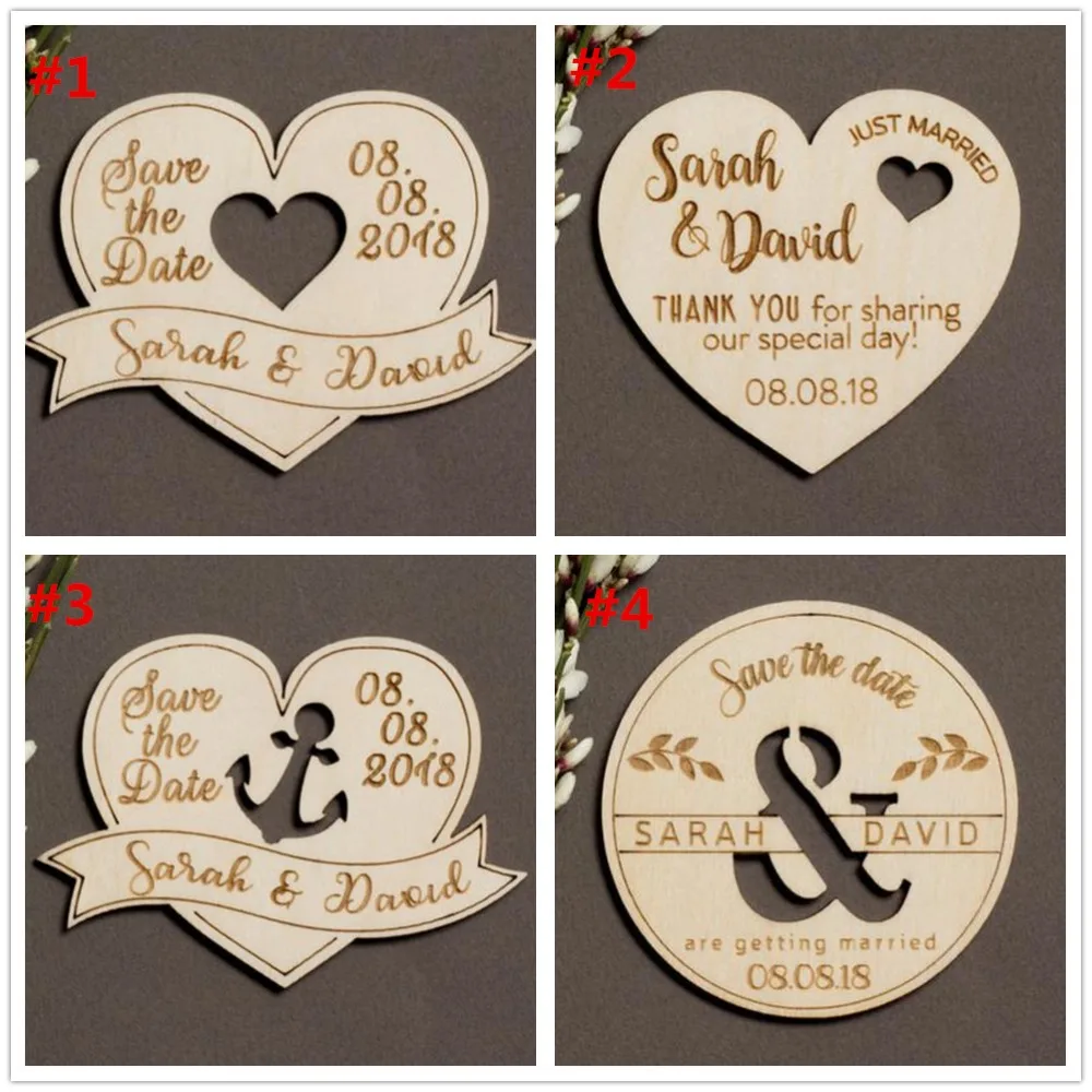 20pcs Personalized Wooden Save the Date Wedding Gifts Unique Custom
