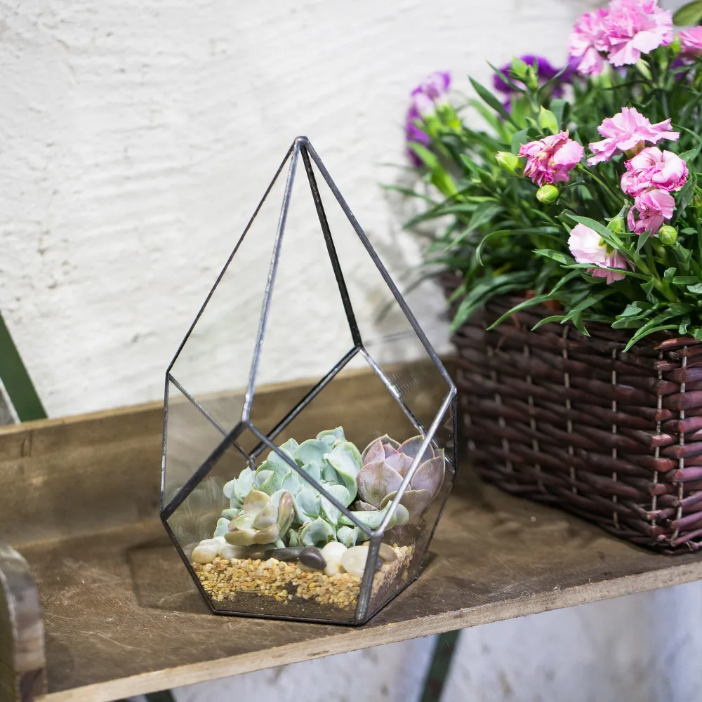 NCYP Modern Handmade Glass Terrarium Planter Box DIY Geometric
