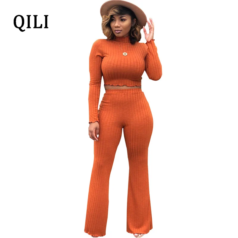 QILI Autumn Women New Hot Jumpsuits Long Sleeve Solid Color 2 Piece Set Casual Jumpsuit Elegant Lady Fashion Jumpsuits S-XXL
