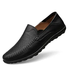 Итальянская мужская обувь; повседневные Роскошные брендовые летние мужские лоферы; мокасины из натуральной кожи; удобные дышащие водонепроницаемые Мокасины без застежки