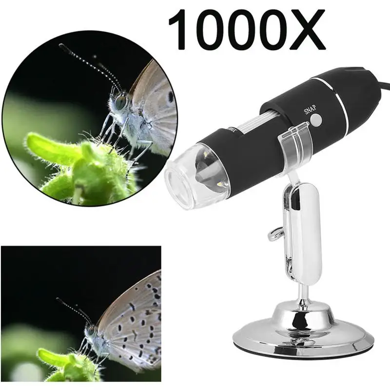 

WINOMO 1 PC Portable USB Digital Microscope 40X-1000X Electron Microscope With 8 LED Light & Silver Bracket
