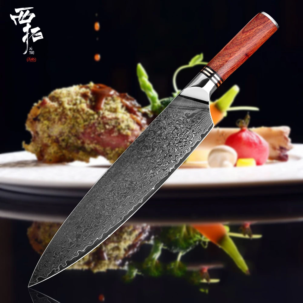 XITUO 8 Inch Chef Knife Damascus Steel VG10 Utility Santoku Japanese Knife Sharp Cut Meat Sliced Vegetable Fillet Kitchen Knives