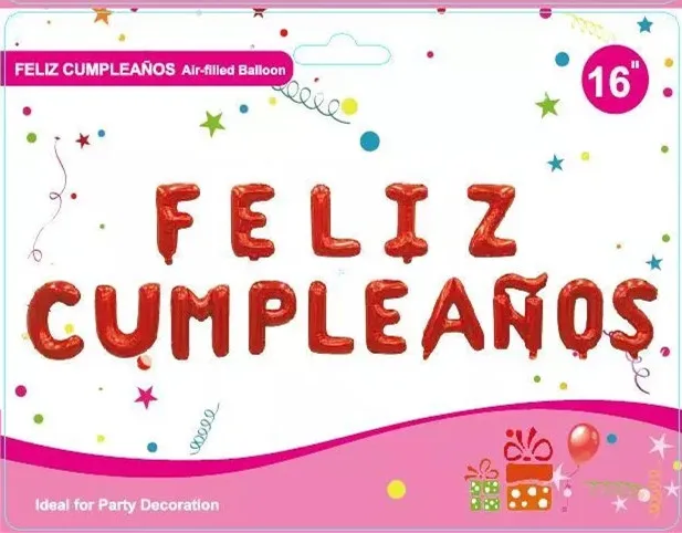 Воздушный шар из фольги FELIZ буквенный алфавит с надписью Happy Birthday|Воздушные шары и