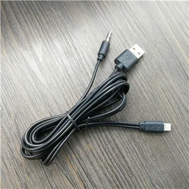 Micro USB Male to Male USB 2.0 5pin Standard + 3.5mm AUX Audio Jack Connection Adapter Cable for Speaker Mp3 MP4 Player