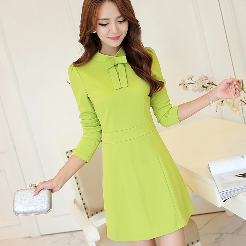 

2018 spring and summer new Korean version, fashion women's long sleeves, slim waist, knitted dress, bottoming dress.