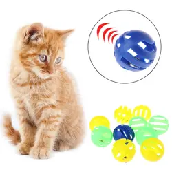10 шт./лот Пластик Pet игрушки с небольшой колокол Диаметр 3,5 см мяч игрушка для кошек