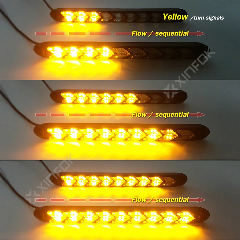 2 шт. Белый Желтый Гибкий струящийся светодиодный DRL Дневной ходовой светильник водонепроницаемый Светодиодный светильник для дневных ходовых огней указатель поворота головной светильник