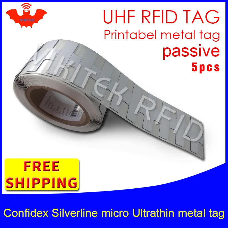 UHF RFID Ультратонкий металлической бирке, confidex silverline micro 915 м 868 м Impinj M4QT EPC 5 шт. бесплатная доставка печати пассивные rfid-метки