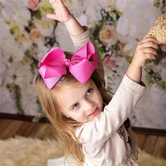1Piece 6Inch Big Baby Hair Bows For Girls Hairpins Boutique Ribbon Bows
