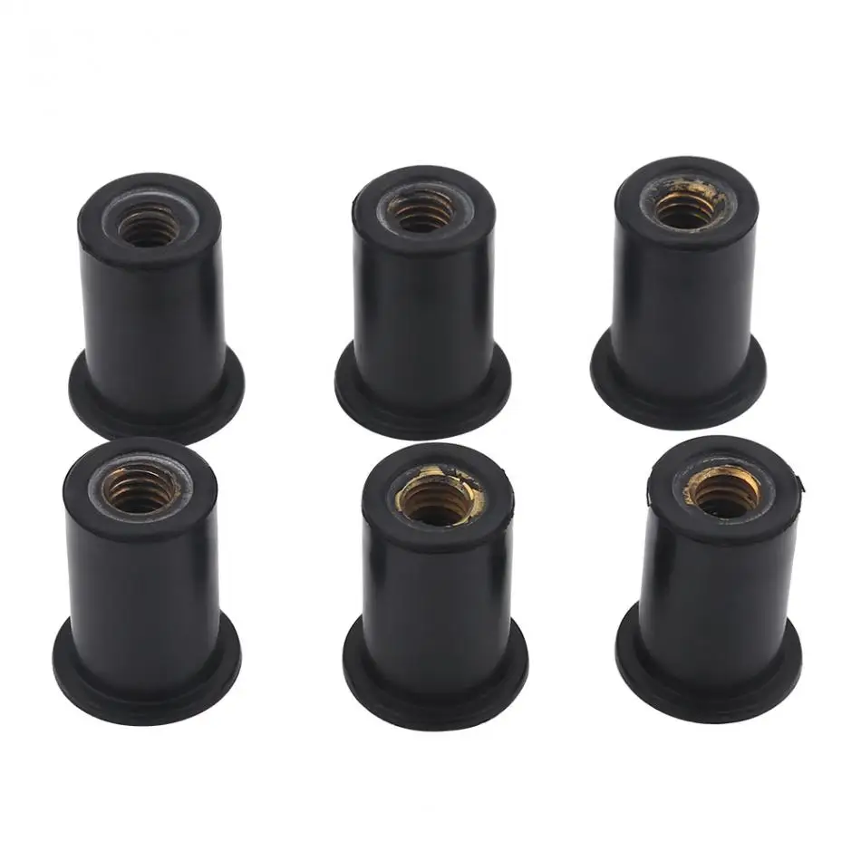 6Pcs M6 Rubber Grommet Rubber Well Nuts Blind Fastener Windscreen Kayak