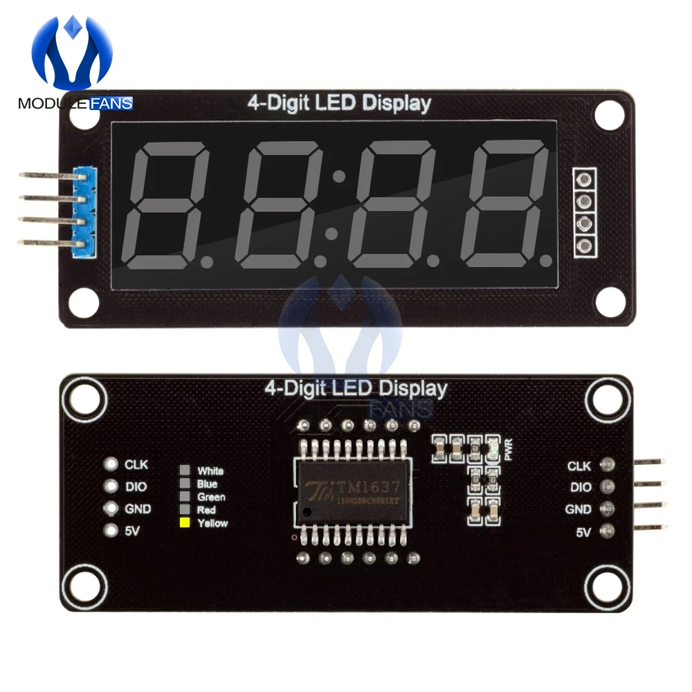 TM1637 4-Digit 0,56 дюймовый желтый цифровой светодиодный дисплей трубка десятичная 7 сегментов часы двойной точки модуль для Arduino