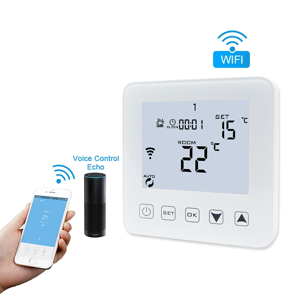 Wifi Digital Floor Heating Thermostat Alexa Voice Control Ac 90240v
