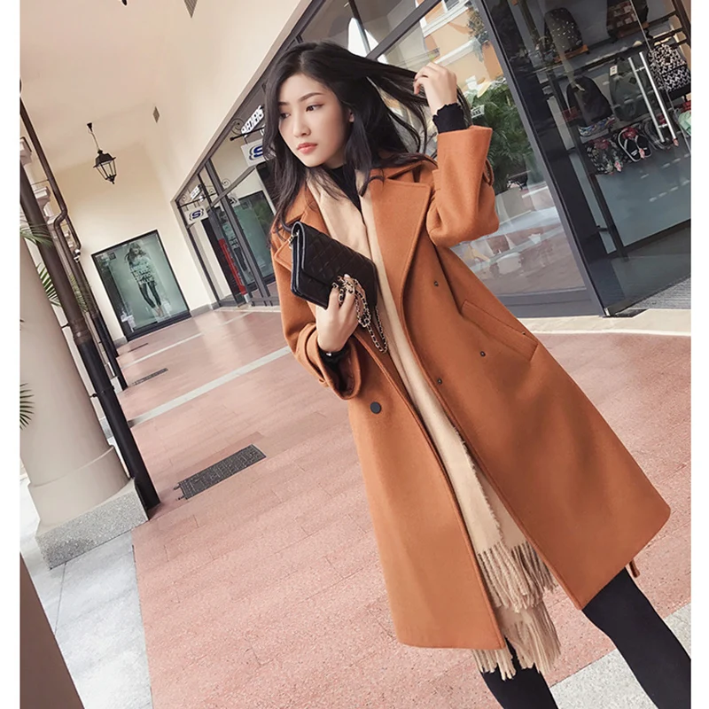 Mishow 2018 autumn and winter woolen coat female Mid-Long New Korean temperament women's popular woolen coat MX17D9636
