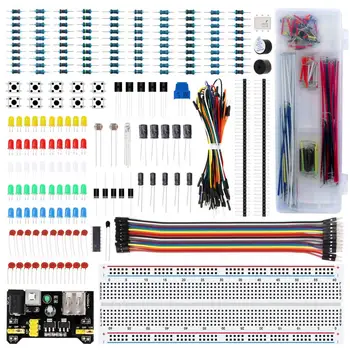 10set/lot Electronics fun Kit Power Supply Module, Jumper Wire, Precision Potentiometer, 830 tie-points Breadboard for Arduino 1