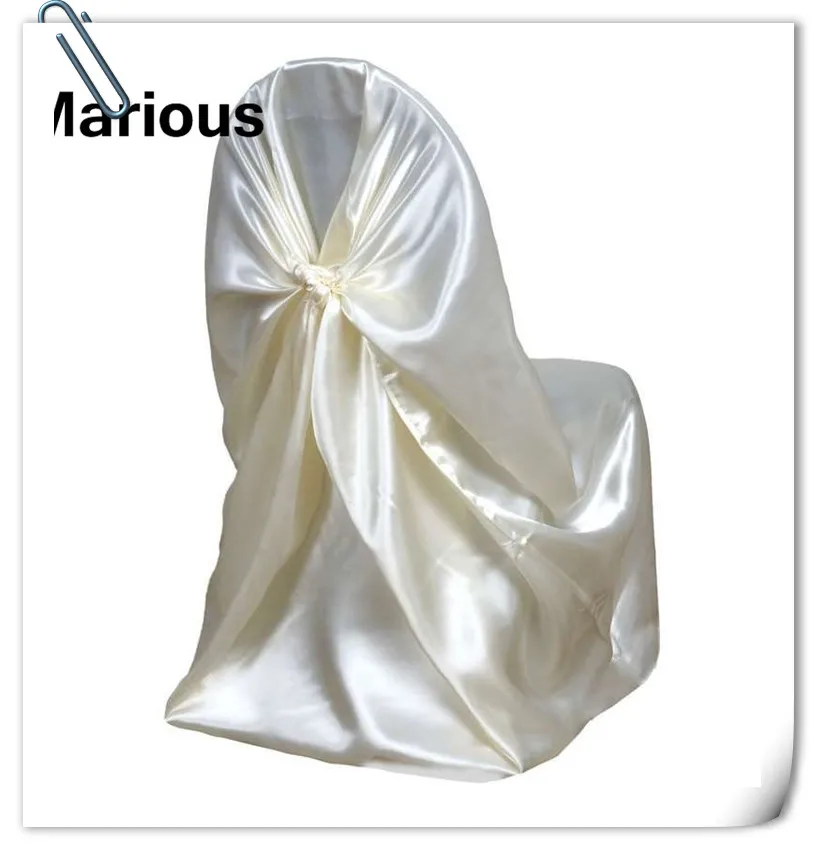 ivory 100pcs Satin Universal Chair Cover , Satin Back Self Tie Chair