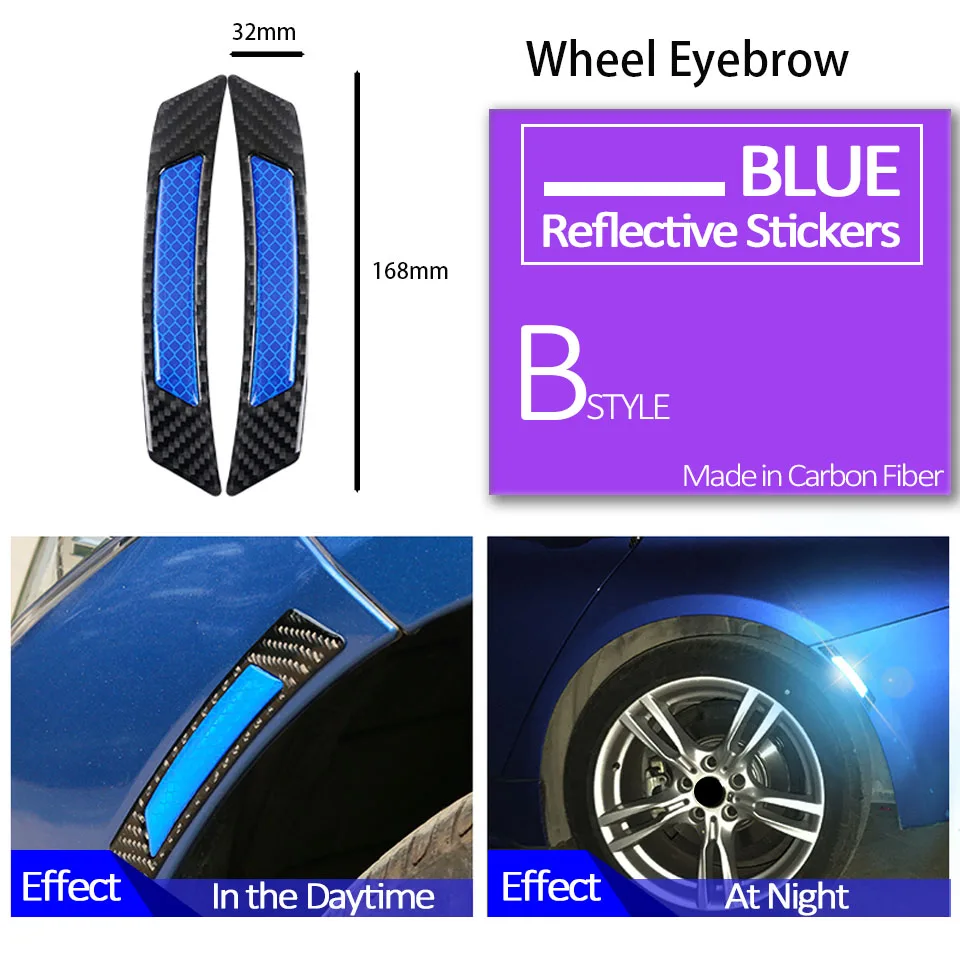 Автомобильная Светоотражающая полоса из углеродного волокна защитная наклейка для Alfa Romeo 159 Chevrolet Aveo Captiva Ford Focus 3 Fiesta Mondeo Fusion - Название цвета: Wheel Black Blue