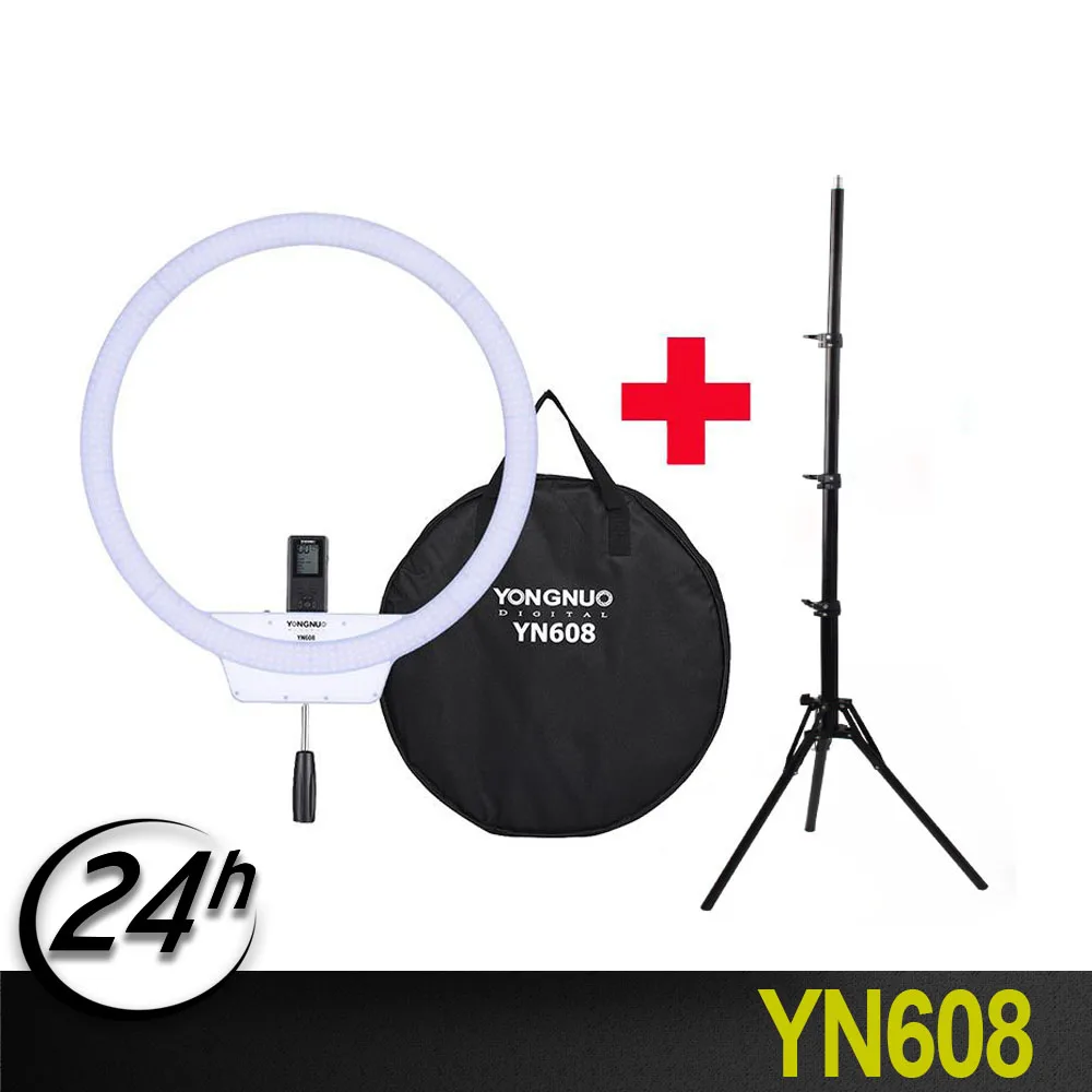 

YongNuo YN608 Selfie Ring Light 3200K~5500K Bi-Color Temperature Wireless Remote LED Light CRI>95 with Handle Grip Tripod
