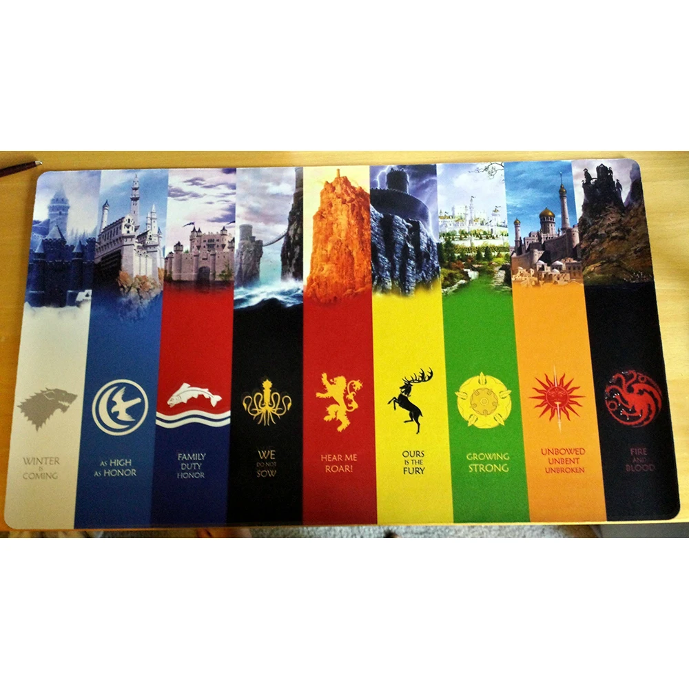 

Game of Thrones Playmat Winter Is Coming Symbols of Every House GOT Cards Playmat, 35x60 cm Can Also Be Custom Printed
