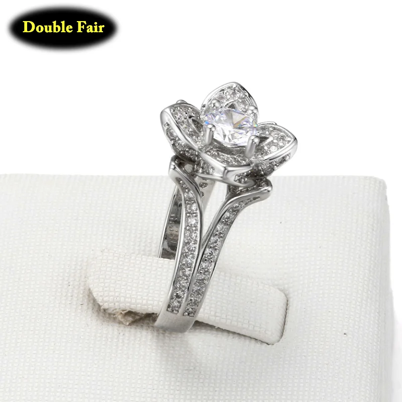 

Hot Sale Bohemia Flower Ring Sets Silver Color Cubic Zirconia For Women & Girls Party & Gift Fashion Jewelry DWYG038