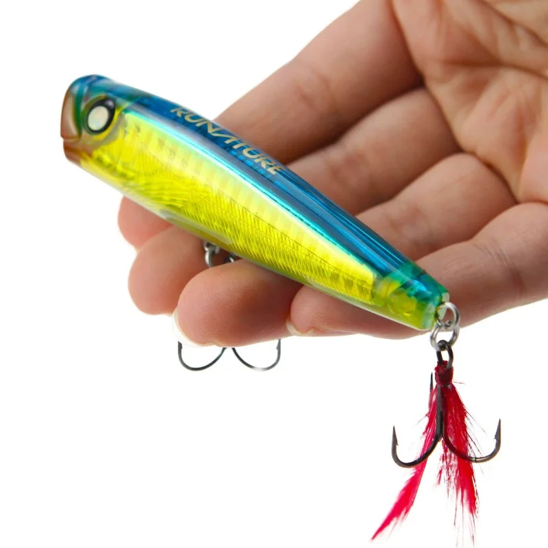 Runature Fishing Top Water Lure Popper Bait 85mm/15g Swim Bait Trout Fishing Carp Bait Floating Popper Fishing Lures Bait