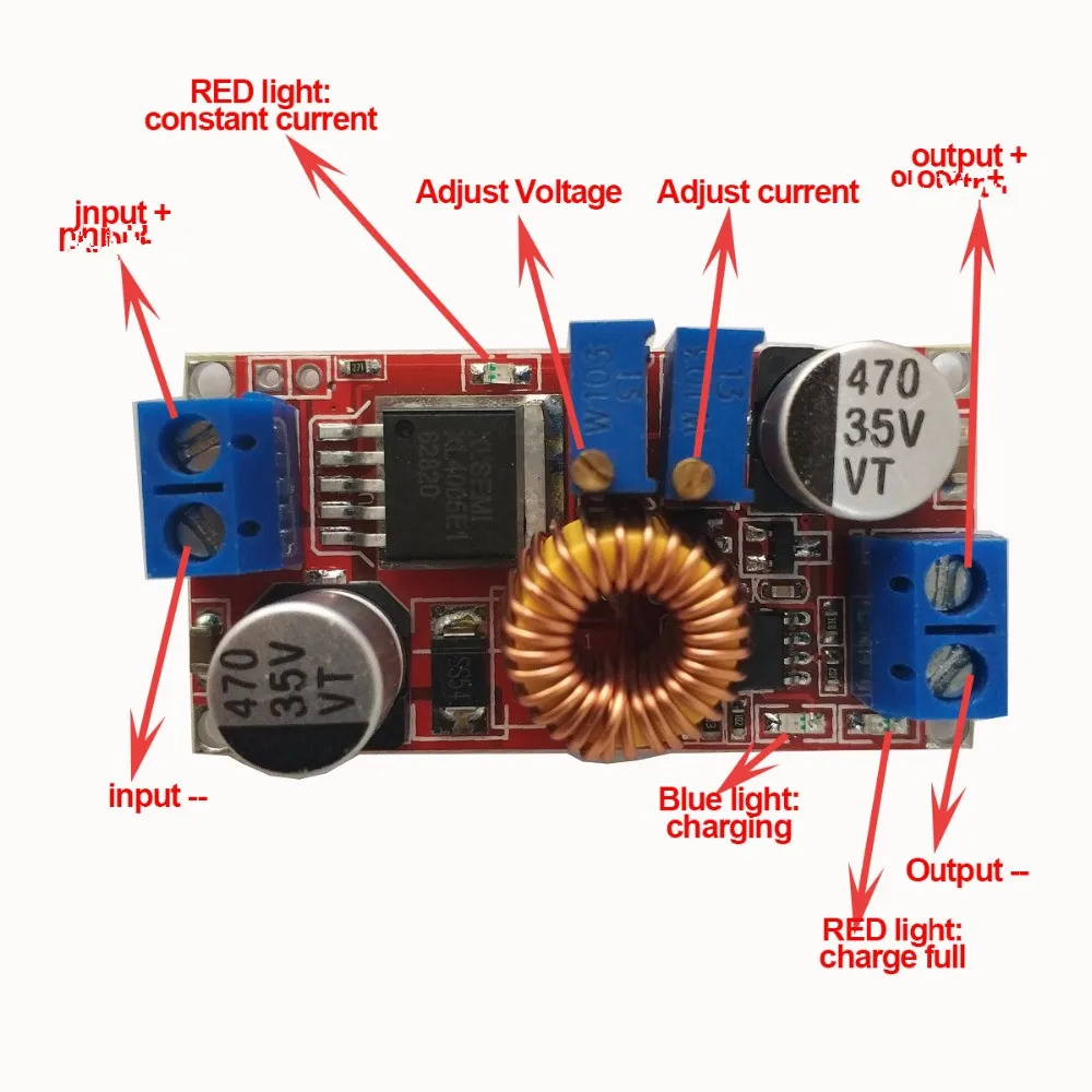 XL4015 5A CC CV понижающий преобразователь адаптер DC Регулируемый DC-DC понижающий источник питания Модуль напряжения светодиодный вольтметр DIY