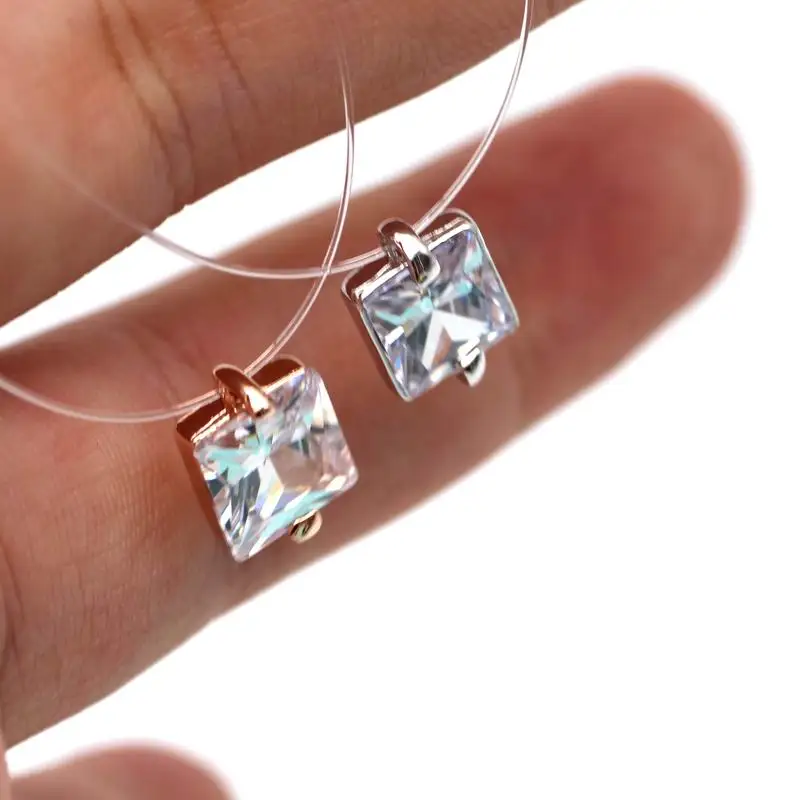

Fine Transparent Invisible Line Square Zircon Choker Necklace Women 2019 New Jewelry Collares Elegant Birthday Gift Bijoux