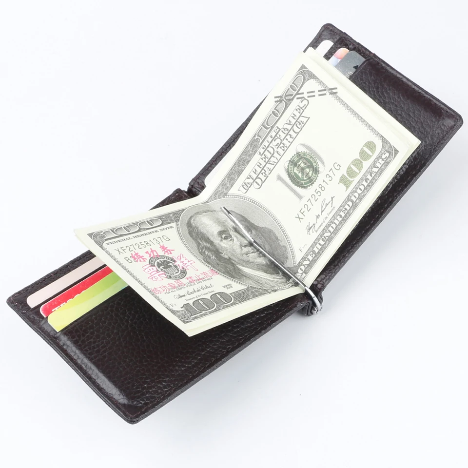 

Limited Edition Genuine Leather RFID Money Clip Wallet Slim with Metal Holder Magnet Hasp Clips Pocket Purse Money Bag Clamp