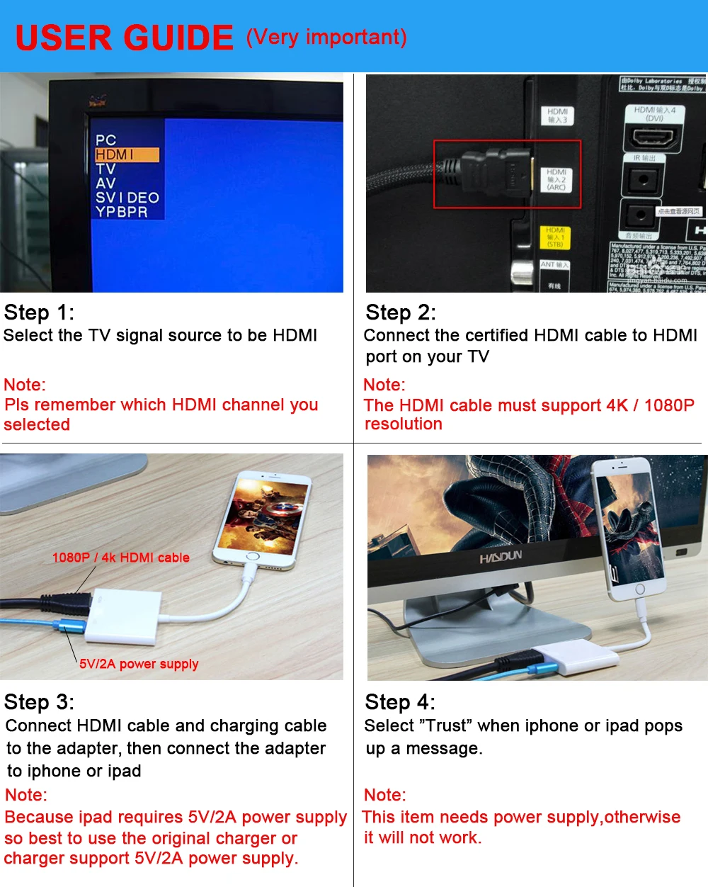 10X HDMI адаптеры для Lightning в цифровой av-конвертер 4K Кабельный разъем до 1080P HD для iPhone X/11/8 P/6 S/7 P/iPad Air/iPod