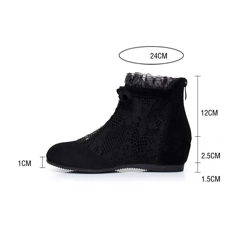 Chaussures Femme Bottes Mode Booots Cuir Augmenter Noir Creux Véritable De D'été 2019 En Nouveau Hauteur Dentelle Femmes Respirant Cheville wEwqZTynga