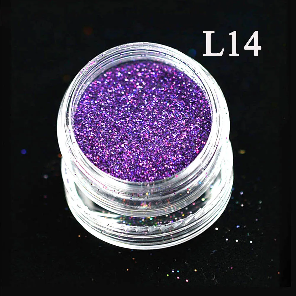 1 коробка, лазерный блеск для ногтей, порошок, белый, серебристый, черный, пылезащитный хромированный пигмент, блестящие кончики, украшение для ногтей, маникюрный SAL01-16 - Цвет: L14
