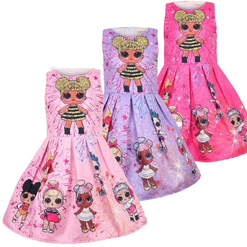 

New Girls Lol Dolls Baby Dresses 3-9Y Summer Cute Elegant Dress Kids Party Christmas Costumes Children Clothes Princess 8625