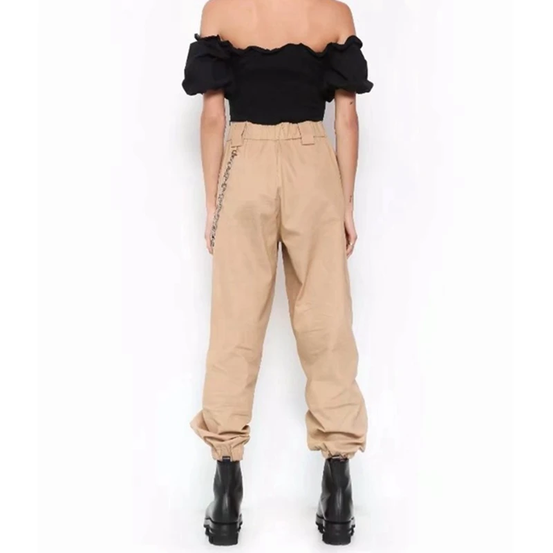 Soltas de Moletom para Corrida para Primavera de 2021 Calça Cargo Camuflada Feminina Cintura Alta Calças Femininas 4 Calças e capris