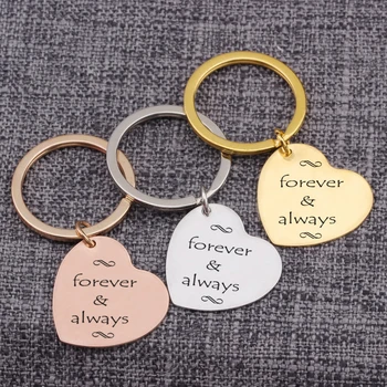 

Forever And Always Heart Shape Keychain Pendant Lettering Key Ring Bag Charm Jewelry Couples Lovers Present Trinket Keepsake