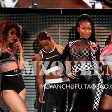 Дизайн DJ певица острая курица с черно-белой сеткой модели сексуальные высокие эластичные трико сценические костюмы размер S-5XL