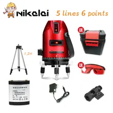 5 линий 6 точек литиевая батарея инфракрасный лазерный уровень nivel штатив 360 поворотные горизонтальные вертикальные самонивелирующиеся Straigten