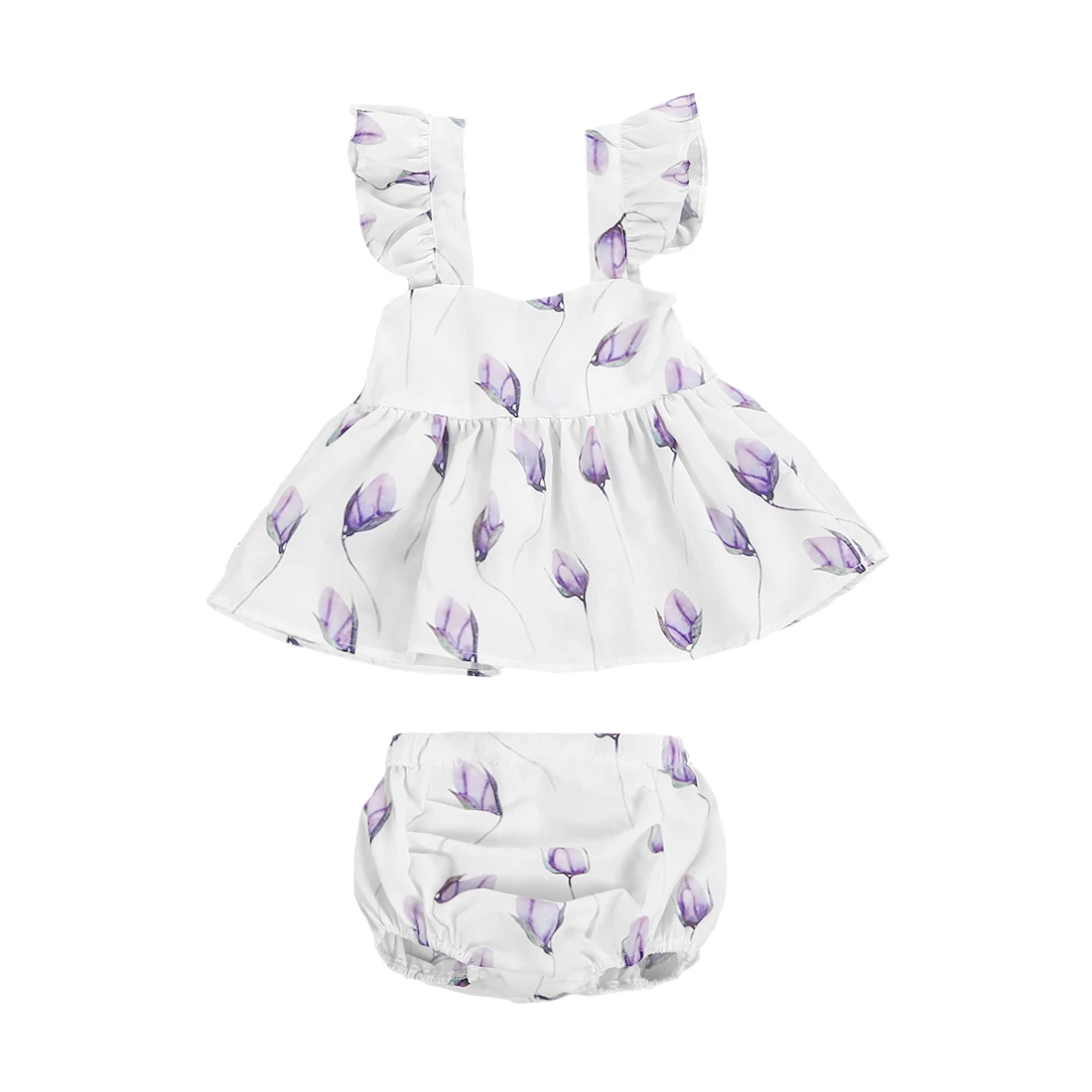 

Neborn Baby Girl Flower Ruffles Princess Top Dress + Triangle shorts Clothes Set 2pcs Baby Clothing