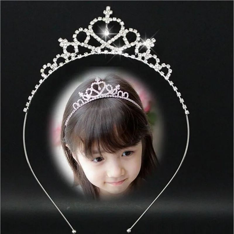 

2017 New Cute Heart Princess Crown Tiara Rhinestone Corona Diadem Hairwear Hair Jewelry Lovely Wedding Girls Bridesmaid Headband