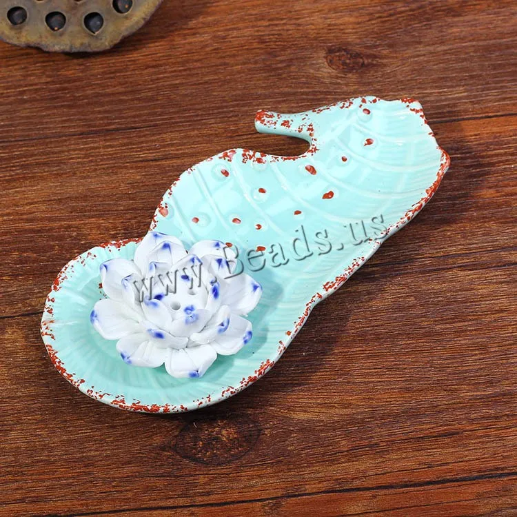 Lotus Flower Censer Ceramic Incense Burner Holder Portable Porcelain Aromatherapy Furnace Holder Gift Ornaments Creative