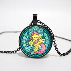 My Little Horse Baoli Poni ожерелье принцессы Радуга лошадь искусство Круглое Стеклянное изображение девочки дети ожерелье мультфильм ювелирные