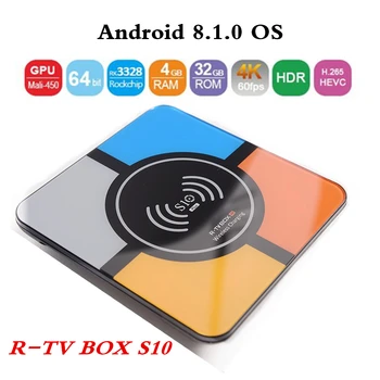 

5pcs/lot dhl free R-TV Box S10 Plus Android 8.1 Wireless charge 4G/32G TV Box